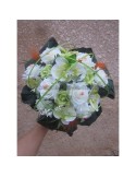 Magnifique Bouquet de la mariée sur tiges thème vert anis et orange