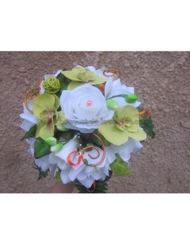 bouquet mariée orange et vert anis