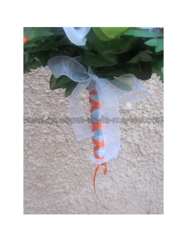Bouquet de la mariée rond thème orange et vert anis
