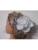 Peigne de cheveux mariage thème noir, argent et blanc