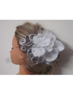 Peigne de cheveux mariage thème noir, argent et blanc