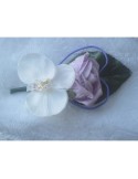 Boutonnière mariage avec coeur rose & orchidée parme, blanc