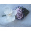 Boutonnière mariage avec coeur rose & orchidée parme, blanc
