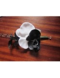 Chic Boutonnière Mariage Orchidées couleur noir et blanc
