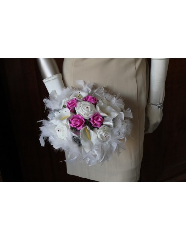 Bouquet rond fushia / argent