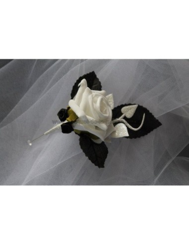 boutonnière mariage noir et blanc