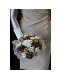 Beau Bouquet de mariée thème chocolat et caramel avec belles roses