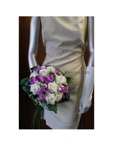 Splendide Bouquet de Mariée sur tige avec rose, tulipe, orchidée, lys