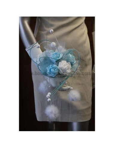 Bouquet mariee theme hiver bleu et blanc