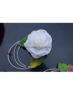 Décoration voiture mariage chapeau voile fuchsia blanc 2
