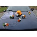 Décoration voiture mariage blanc et orange chapeau