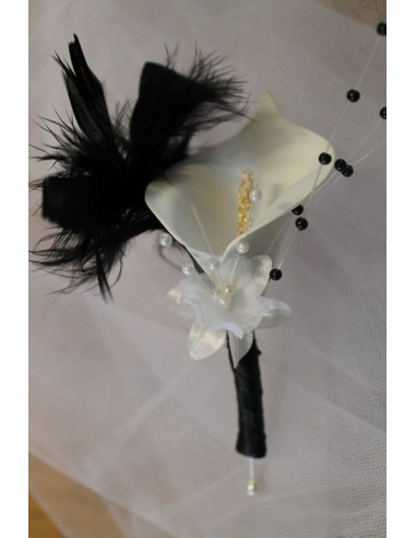 Bouquet de Mariée Cascade avec des Arums noir