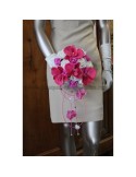 Ravissant Bouquet de mariee cascade thème fuchsia avec diamants