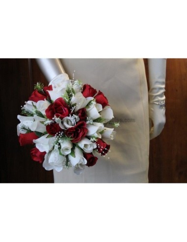 bouquet mariée bordeaux et ivoire roses