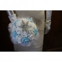 Bouquet pour mariage Etoile bleu et blanc avec roses et plumes