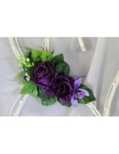 2 Magnifiques Coeurs de voiture pour mariage thème couleur prune 2