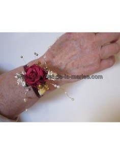 Magnifique Bracelet de mariage fait avec une Rose et des Perles