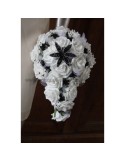 PROMOTION: Bouquet mariage cascade noir blanc avec lys en perles
