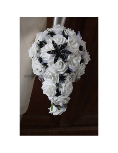 Bouquet mariée noir blanc lys en perles