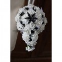PROMOTION: Bouquet mariage cascade noir blanc avec lys en perles