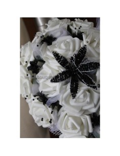 PROMOTION: Bouquet mariage cascade noir blanc avec lys en perles 2