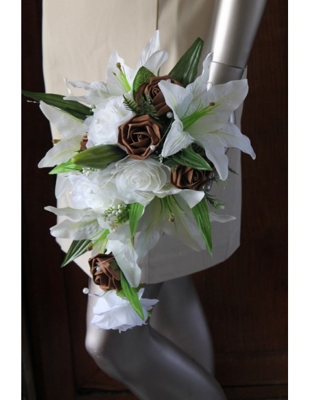 Bouquet de Mariée Tombant Cascade thème Chocolat Ivoire