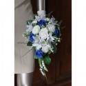 Bouquet pour Mariage avec Roses, Lys et Muguet blanc et bleu