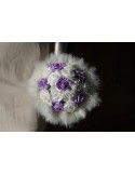 Bouquet de Mariée Rond pas cher de thème ivoire OU blanc et parme