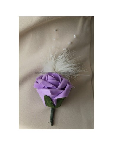 boutonnière marié parme plume