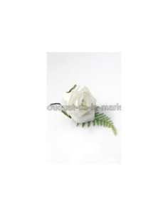Boutonnière de marié couleur blanc avec roses et diamants fantaisie