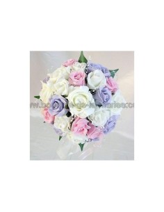 Elégant Bouquet de la mariée couleur blanc, parme, rose avec perles