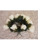 Dix Boutonnières de mariage couleur ivoire avec roses et feuilles