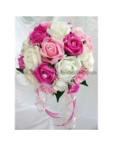 Bouquet de mariée Classique de couleur blanc, fuchsia et rose