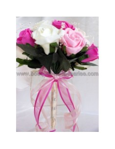 Bouquet de mariée Classique de couleur blanc, fuchsia et rose 2