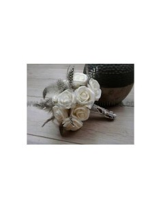 Bouquet de mariée Champêtre avec des roses et plumes léopard