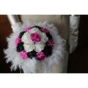 Bouquet mariage fuschia noir plumes