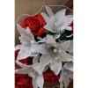 Bouquet tombant lys roses et perles rouge et blanc