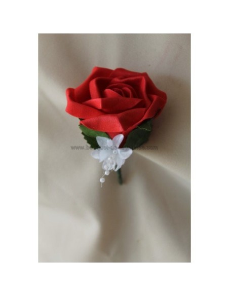 Bouquet de Mariée tombant thème lys, roses, perles rouge/blanc