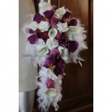 Bouquet de Mariee couleur Aubergine avec Orchidées et Arums