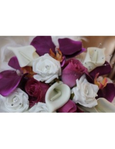 Bouquet de Mariee couleur Aubergine avec Orchidées et Arums 2