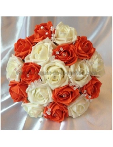 Bouquet mariée orange avec diamantes fantaisies