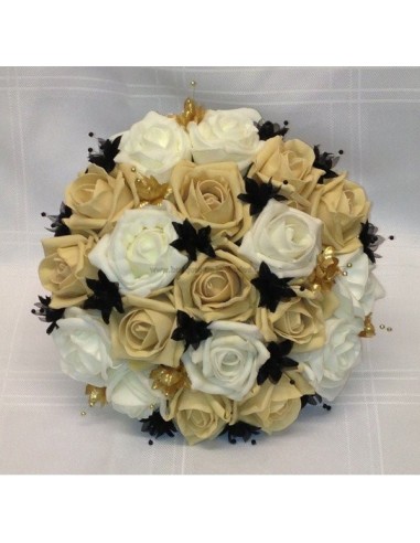 Bouquet de mariée noir, caramel et or