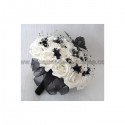 Bouquet mariée noir et argent avec papillon et diamants fantaise