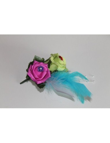 Bouquet de la mariée thème Arc en ciel avec plumes et perles!