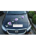 Décoration pour voiture de mariée avec papillons et coeurs sur rotin