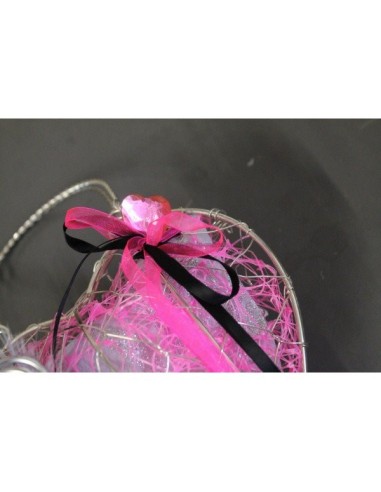 Coussin d'alliances personnalisé en forme de cœur argent,noir,fuchsia