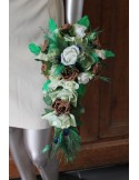Bouquet de Mariage Cascade thème Paon Chocolat Vert Ecru