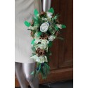 Bouquet de Mariage Cascade thème Paon Chocolat Vert Ecru