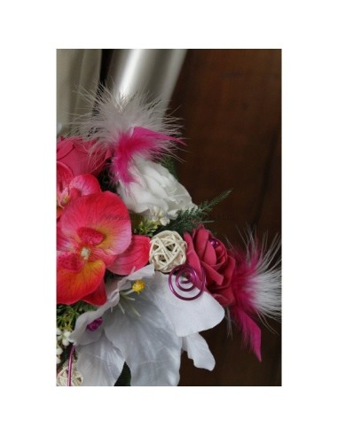 Bouquet Mariée Fleurs Tombant orchidée blanc et fuchsia