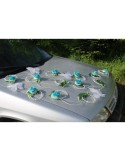 Décoration de voiture pour mariage thème turquoise avec papillons